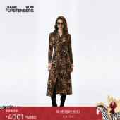 DVF2025秋冬新款 天丝羊毛 沙漠驼雪花豹纹裹身裙DW3T001S