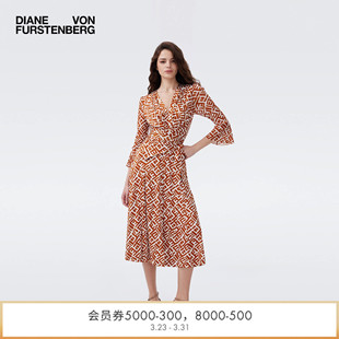 DVF2026春夏新款 迷宫几何摩登针织拼接弹力网纱裹身连衣裙DW1U017
