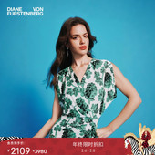 末甄选 季 DVF2025秋冬绿莓果植物度假V领连衣裙DS2T031