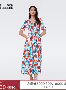 DVF度假荷叶袖茶歇裙连衣裙DS2S055