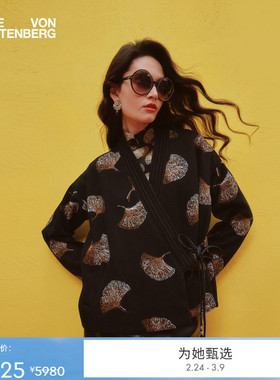 [提花工艺]DVF2025秋冬新款新中式提花银杏叶叠影图案外套JS3T004