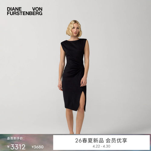 [小黑裙]DVF2026春夏新款圆领开叉裙摆海文针织无袖连衣裙DS1U006