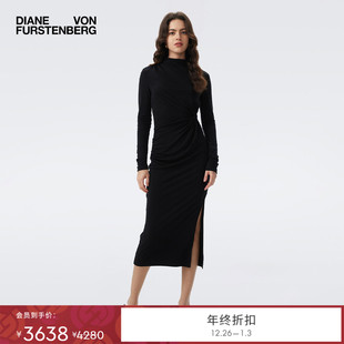 曜石黑天丝羊毛长袖 DVF2025秋冬新款 连衣裙DL3T009E 小黑裙