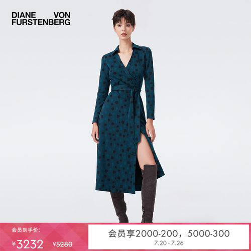 DVF艺术波点图案裹身裙