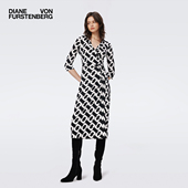 DVF黑白锁链针织裹身连衣裙MR40E00 品牌经典 100%真丝