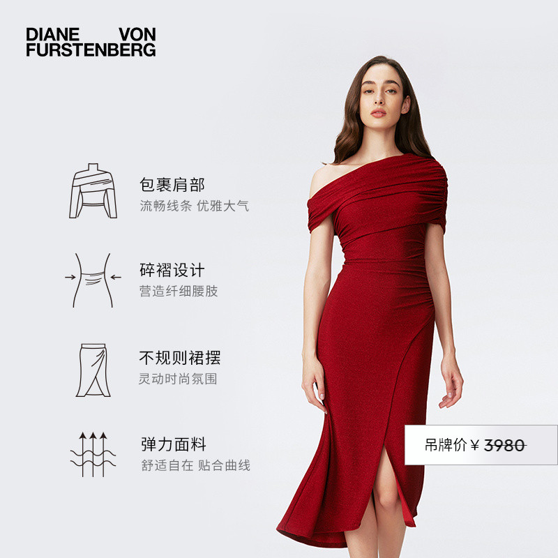 [博主同款]DVF2025新款金属红礼服裙连衣裙DS4S022 - 封面