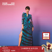 DVF2026新款 海岛度假 金属蓝黑水墨虎纹连衣裙GL4T005