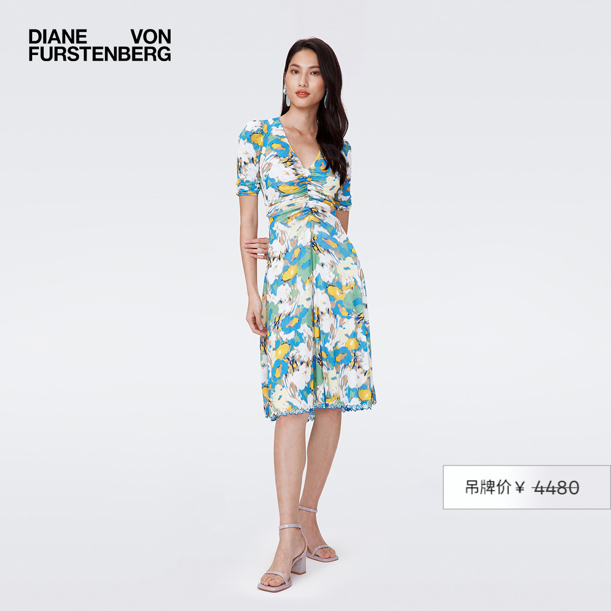 DVF蓝白夏花/梦幻花语连衣裙