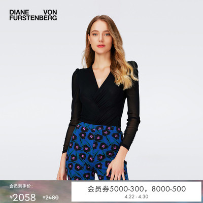 DVF黑色V领打底衫上衣