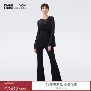 黑天丝羊毛喇叭裤 DVF2026早春度假系列经典 PL4T002 天丝羊毛
