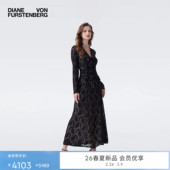 黑色花卉蕾丝礼服感连衣裙GL4T003 DVF2026早春新款 重工花卉蕾丝