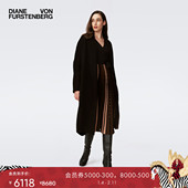 双面毛呢 DVF秋冬羊毛混纺曜石黑色长款 开衫 式 大衣外套CL3S005