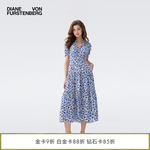 DVF2026早秋新款淡紫色海岛铃兰花茶歇裙连衣裙DS2U032