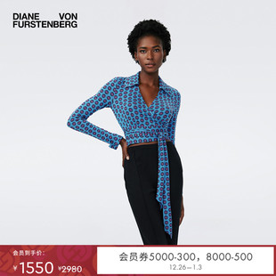 DVF 裹身上衣BL4R004 POLO领波点印花长袖