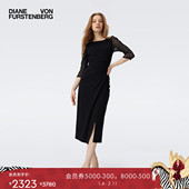 DVF宴会经典 小黑裙 黑侧开叉连衣裙MR78E00