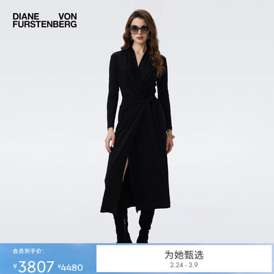 DVF2025新款曜石黑裹身裙