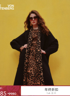 [双面穿]DVF2025秋冬新款阿拉伯藤蔓与黑色双面毛呢大衣CL3T002