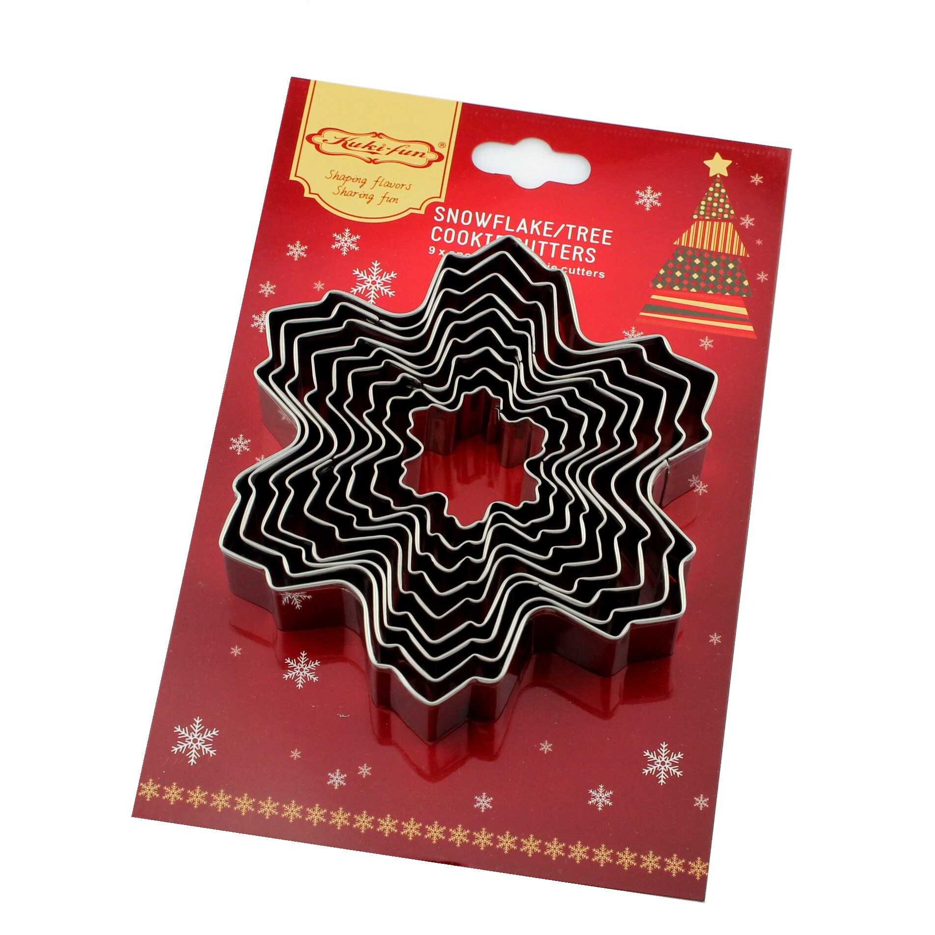 雪花饼干模9件套装不锈钢圣诞翻糖蛋糕模DIY烘焙工具厂家现货