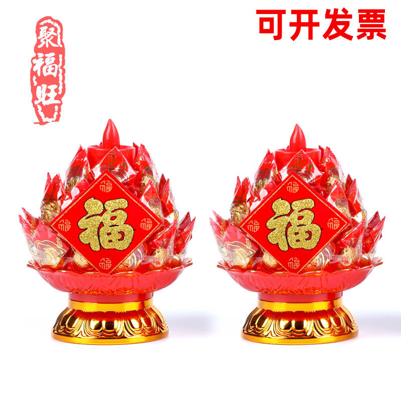 小福灯糖果塔莲花糖塔灯供佛品寺庙法会手工莲花 供佛 糖塔带盘
