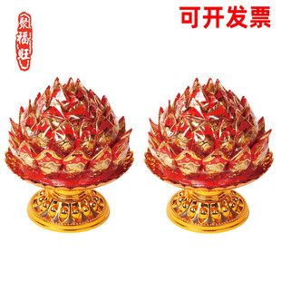 七彩荷叶莲花旺来菠萝糖塔潮汕闽南拜天公手工彩色莲花供佛糖塔