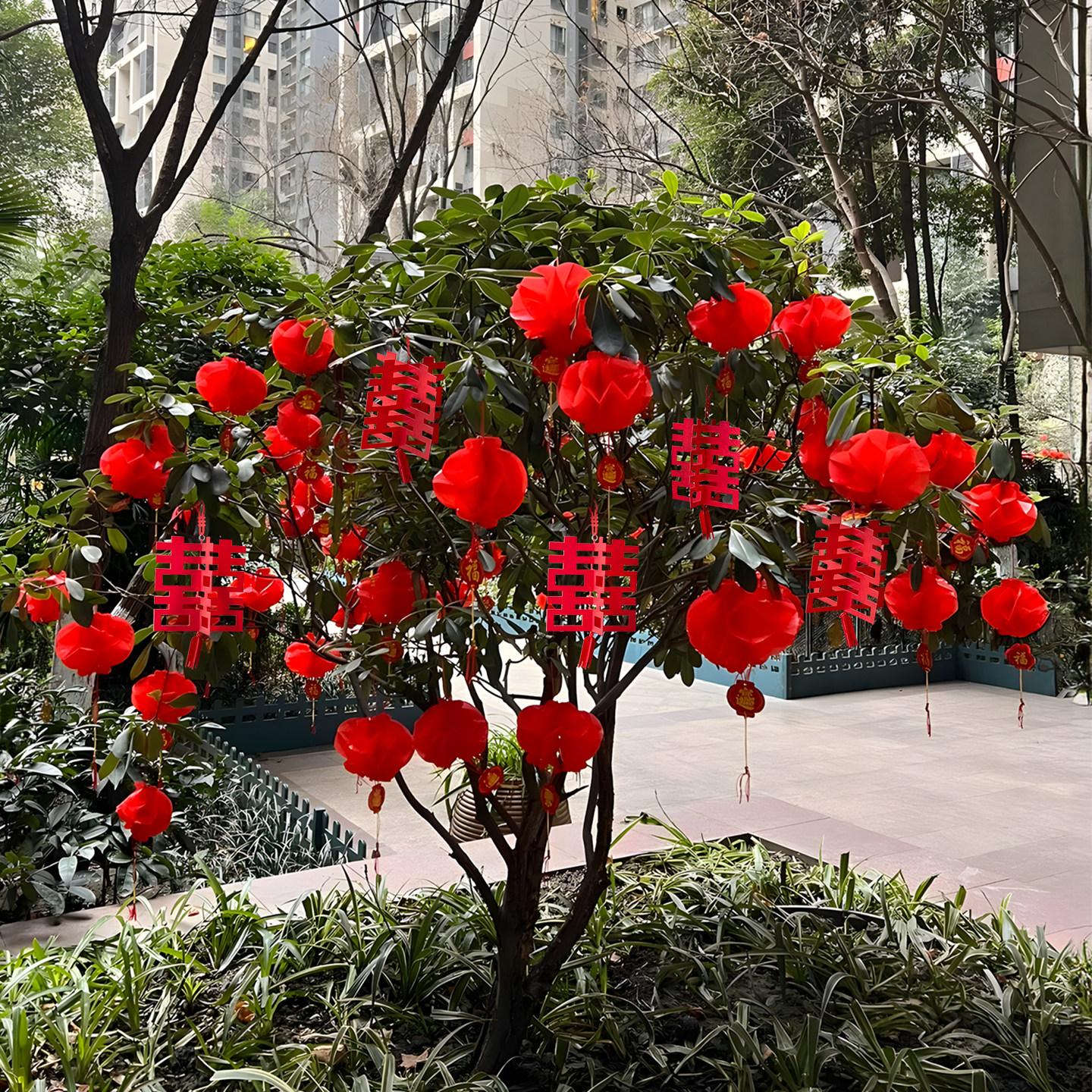 农村院子树上喜字灯笼挂饰结婚户外绿植布置装饰用品新房喜庆挂件,节庆用品/礼品,灯笼,淘宝优惠券,粉丝福利购,淘宝优惠卷