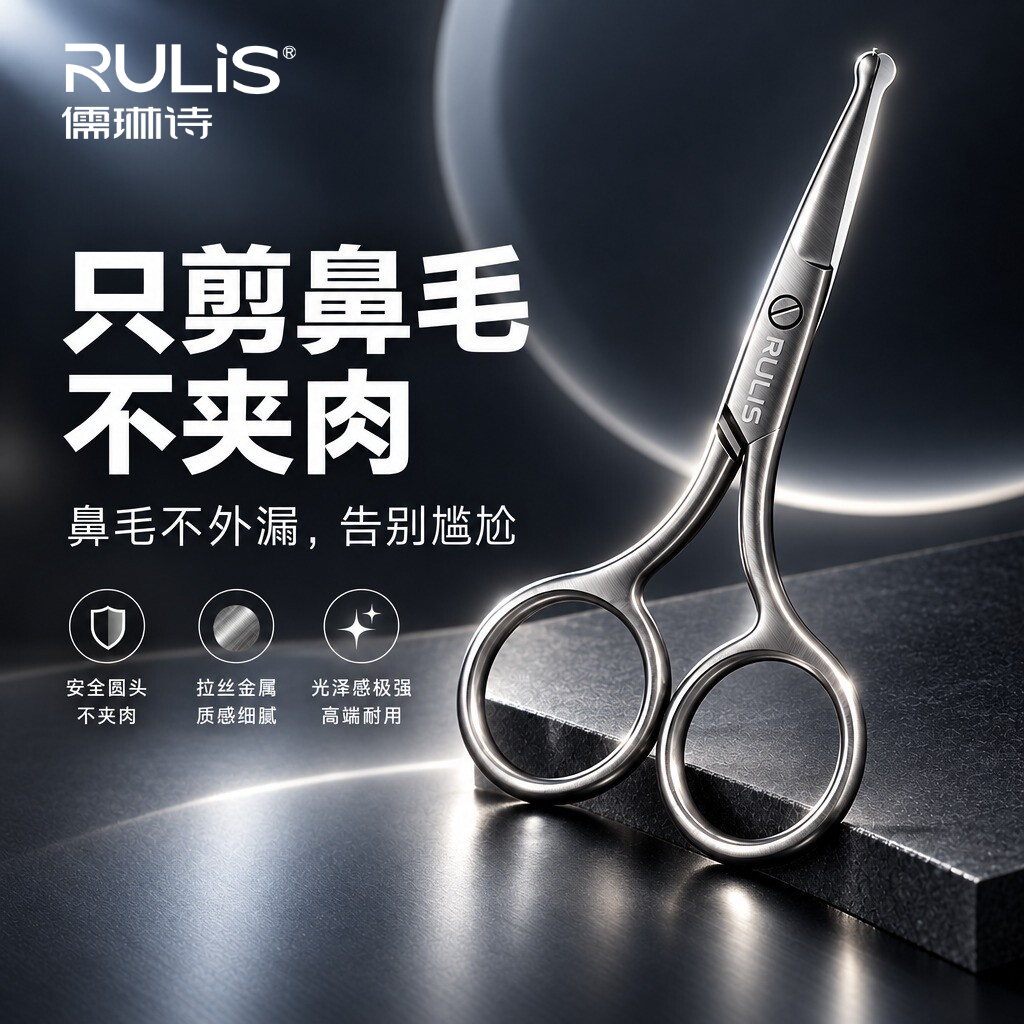 德国不锈钢鼻毛剪刀男士专用圆头修剪器安全手动剃鼻毛神器套装