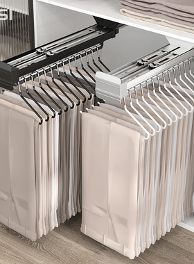 DESI衣柜内置可伸缩裤架滑轨道顶装家用多功能挂西裤子收纳抽拉式