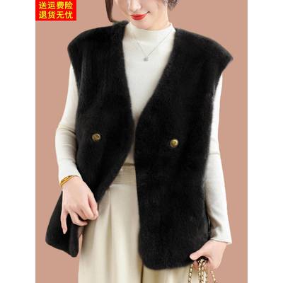 皮草马甲女秋冬季宽松毛毛外套年轻款水貂绒皮毛一体2025新款爆款