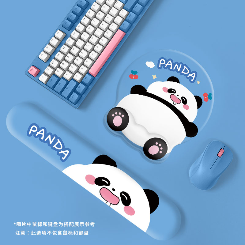 原创可爱卡通熊猫鼠标垫护腕手腕垫立体3d硅胶腕托软垫办公女生