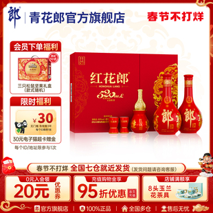 [年货礼盒]郎酒 红花郎十(10)双瓶礼盒装53度酱香型白酒520mL*2瓶