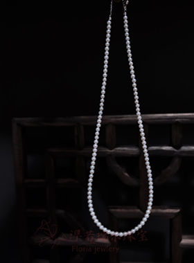 天然淡水珍珠3.5-4mm正圆基本无暇s925银项链