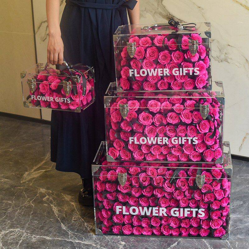 厂家直发香皂玫瑰花巨型亚克力行李箱情人节送女友生日礼物成品