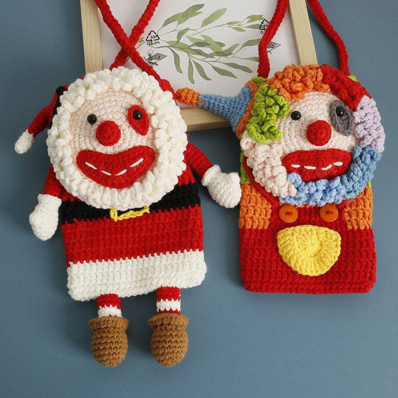 雪菲尔毛线钩织小丑手机包 圣诞老人斜挎小包 可爱动漫包成品,箱包皮具/热销女包/男包,编织包,淘宝优惠券,粉丝福利购,淘宝优惠卷