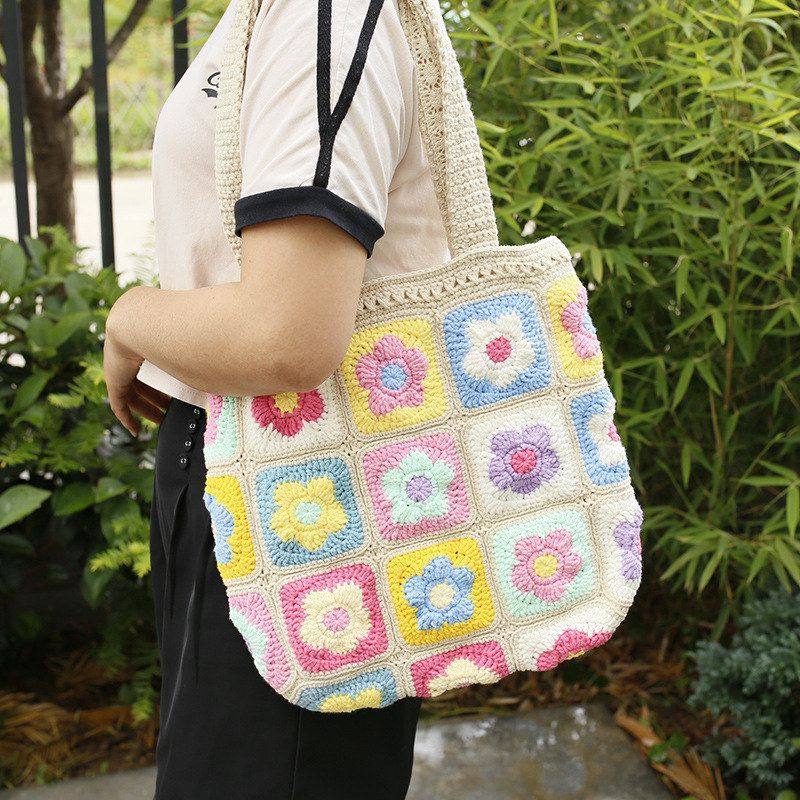 夏季清新甜美手工编织女包 雪五毛线钩织泡芙花单肩包 手作成品,箱包皮具/热销女包/男包,编织包,淘宝优惠券,粉丝福利购,淘宝优惠卷