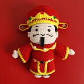 新款 财神爷摆件 春节热卖 手工编织财神玩偶 重工毛线钩织人偶挂件