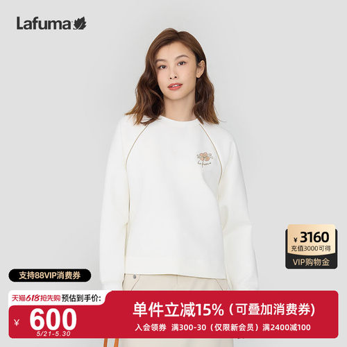 LAFUMA乐飞叶户外秋冬圆领运动卫衣女休闲上衣内搭小花打底衫