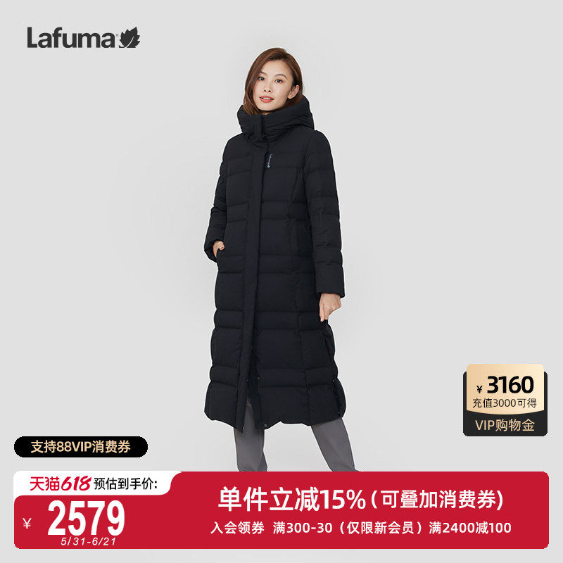 LAFUMA乐飞叶户外秋冬过膝长款防泼水保暖鹅绒羽绒服女防寒外套