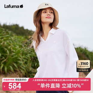 LAFUMA乐飞叶户外通勤V领落肩长袖 T恤女士休闲宽松华夫格卫衣
