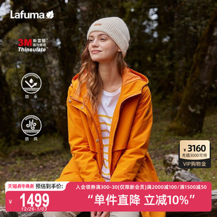 LAFUMA乐飞叶户外防水防风中长连帽棉服3M新雪丽女保暖棉衣外套