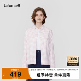 LAFUMA乐飞叶户外通勤磨毛格纹长袖 女休闲翻领上衣 衬衫