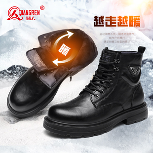 马丁靴女加绒保暖短靴棉鞋 新款 真皮羊毛女靴 2025冬季 强人3515女鞋