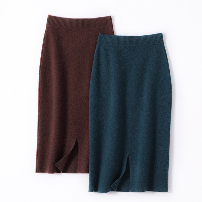 100%純山羊絨秋冬女士中長款半身裙開叉壹步裙羊毛針織高腰包臀裙在類目 女裝/女士精品, 半身裙中 - 來自Buy2taobao.com提供專業的淘寶代購服務