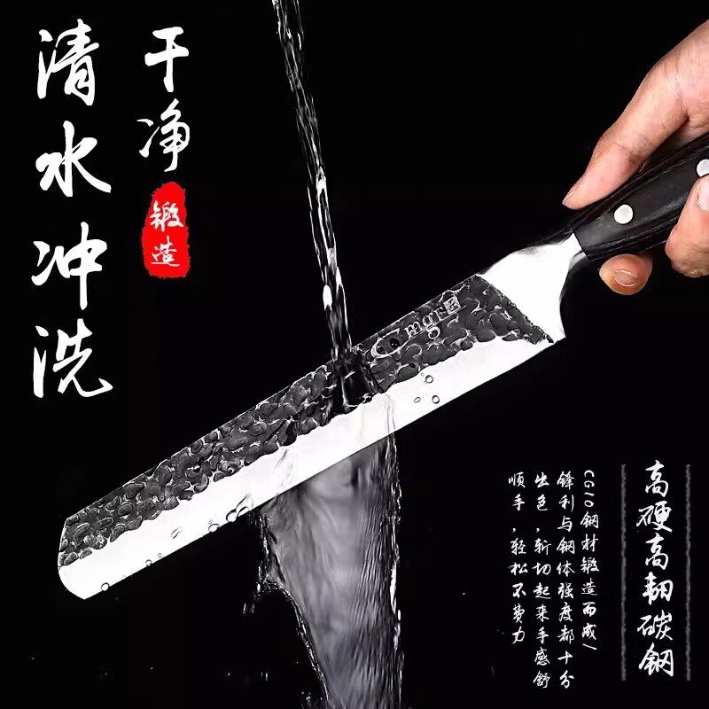龙泉锻打水果刀家用不锈钢切西瓜刃商用西果刀高档大号加长瓜果刀