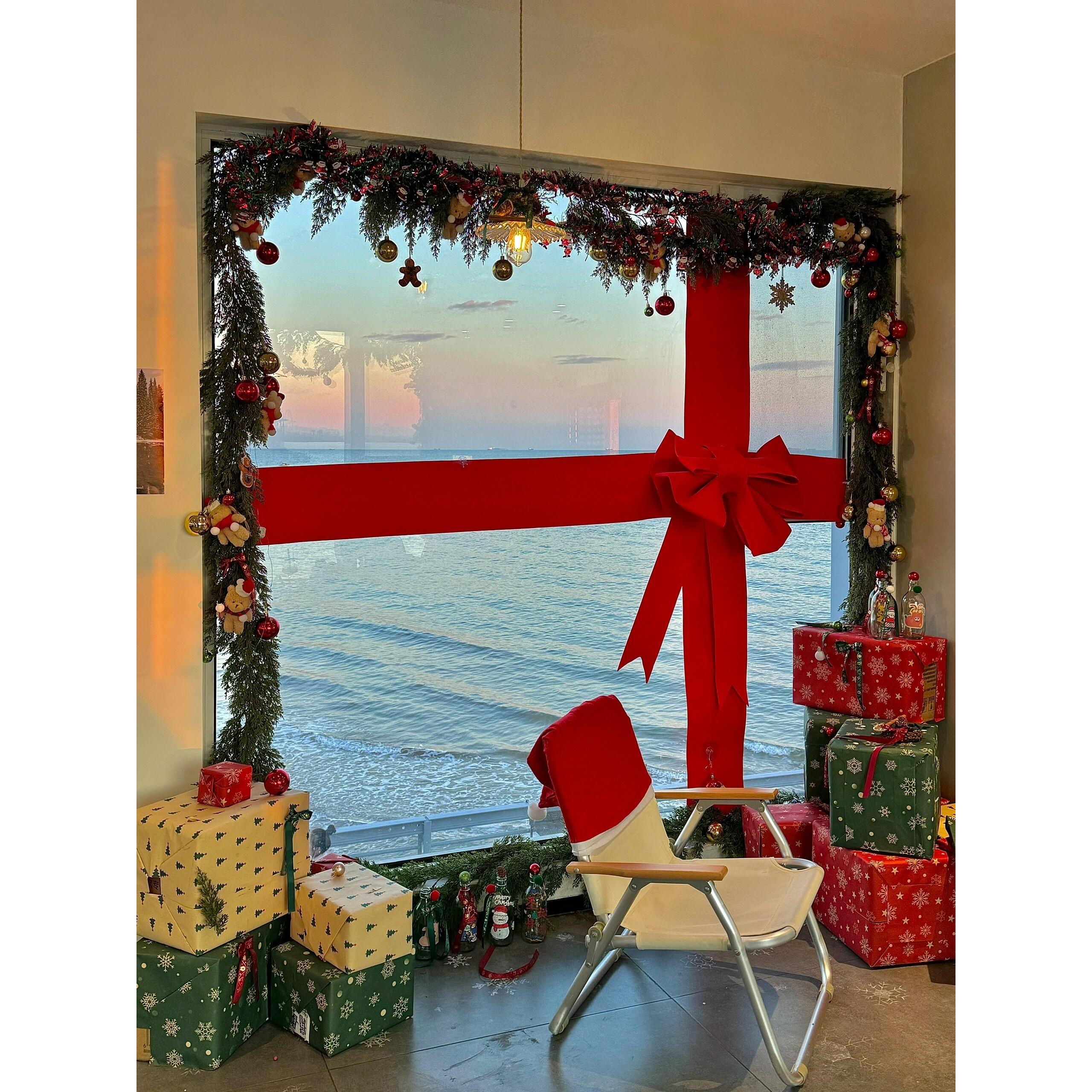 幼儿园圣诞装饰大门装饰餐厅店铺橱窗藤条布置氛围场景圣诞节摆件