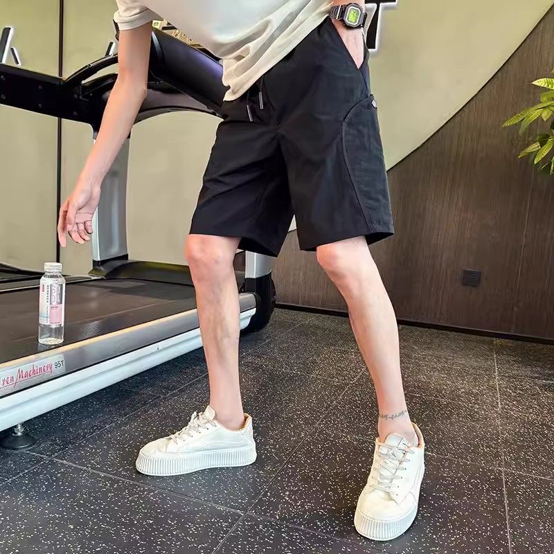 冰丝短裤男士夏季新款凉感五分休闲裤子男青少年速干沙滩工装中裤