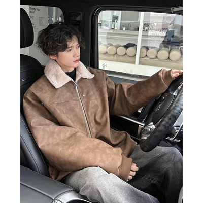 扎染皮毛一体机车外套弘号