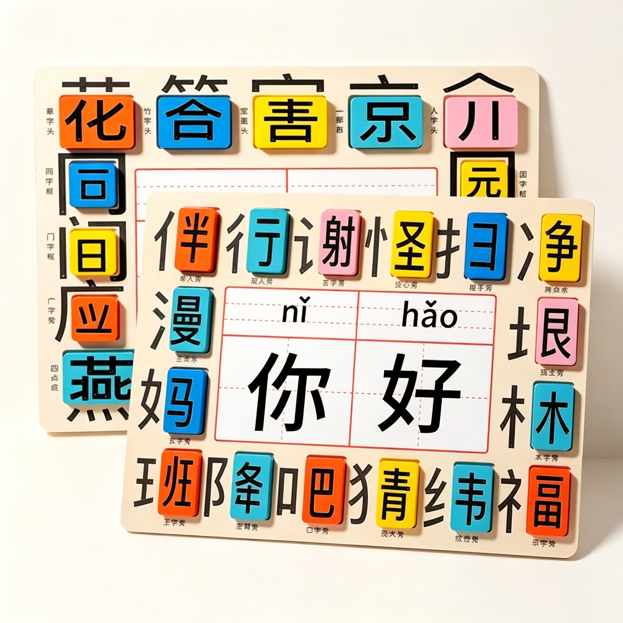 木制汉字拼拼乐偏旁部首组合板