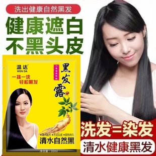 老姜王泡泡染染发剂植物黑发露小包袋装 遮白发一洗黑清水自然黑色