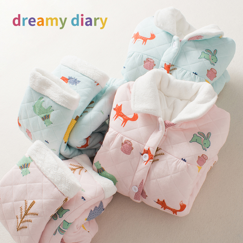 儿童夹棉厚款睡衣冬季