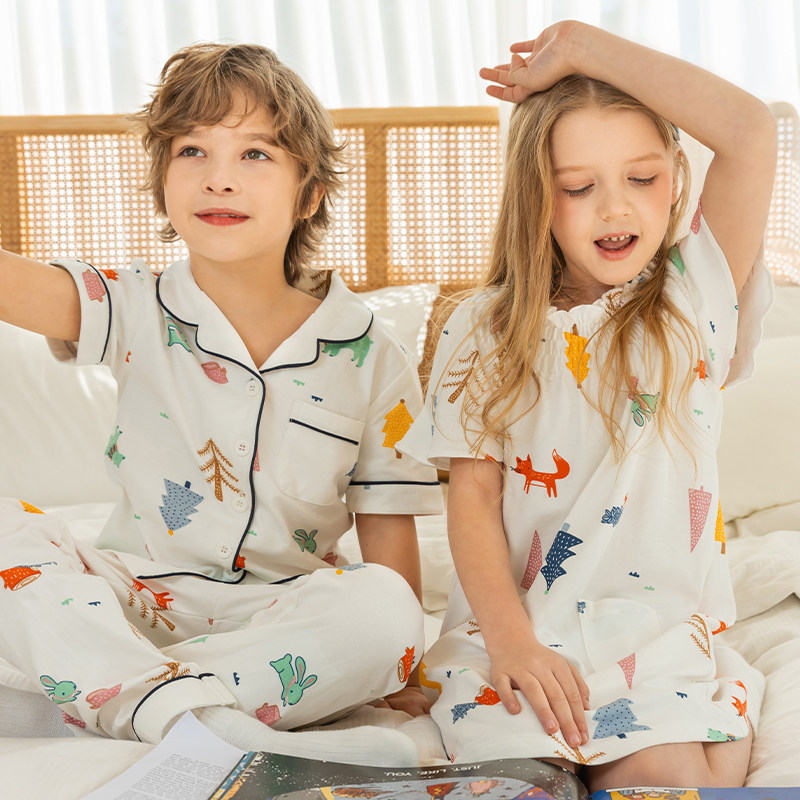 儿童睡衣2025新款纯棉男童空调服宝宝夏季薄款女孩睡裙短袖家居服,童装/婴儿装/亲子装,家居服套装,淘宝优惠券,粉丝福利购,淘宝优惠卷